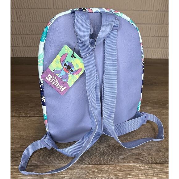 NEW Disney Lilo & STITCH BACKPACK Bio World 11.5"x9.5" Periwinkle Blue Floral - Picture 4 of 5